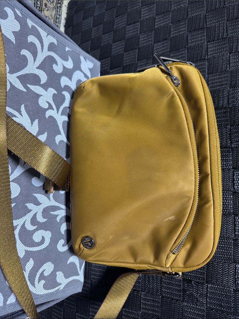 Gold Nylon Crossbody Bag - Unbranded